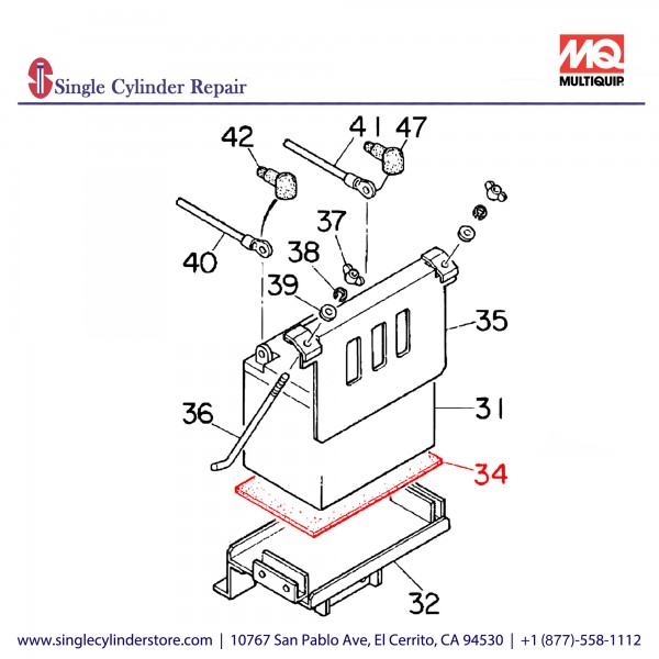 Multiquip 0805081004 Sheet Battery 170S,GRF-5,GA-6RZ