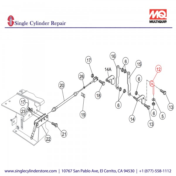 Multiquip 18303 Shaft Crank Pin WPB-16