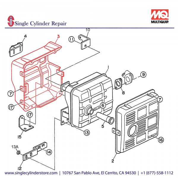 Multiquip 18325ZB4000 Protector Muffler GA-3.6H,6HH-2278687