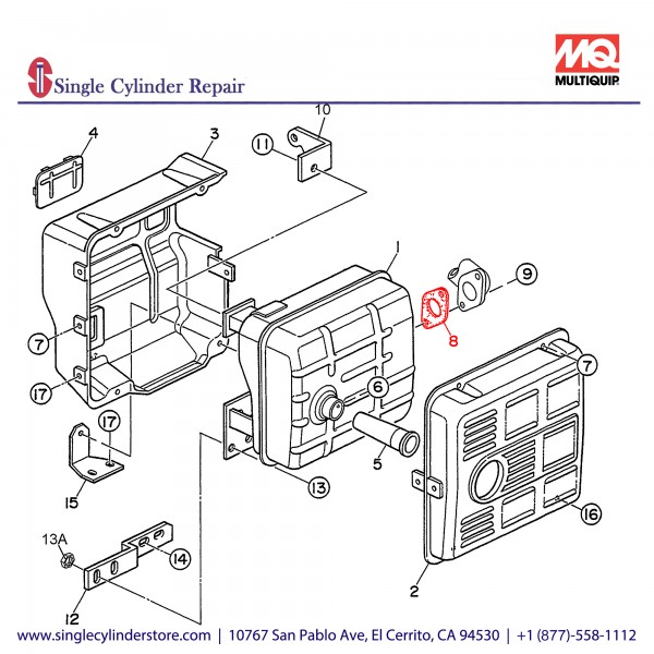 Multiquip 18333ZB4800 Gasket Exh Pipe