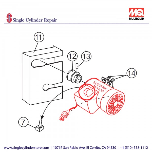 Multiquip Motor, Electric ¾ HP MC3SE/PE 34579