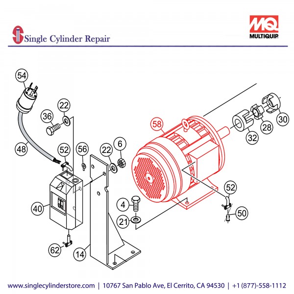 Multiquip 3414 MOTOR, ELEC 5HP, 1 PHASE