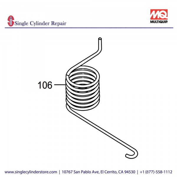 Multiquip 4007570 Torsion Coil Spring MB25A