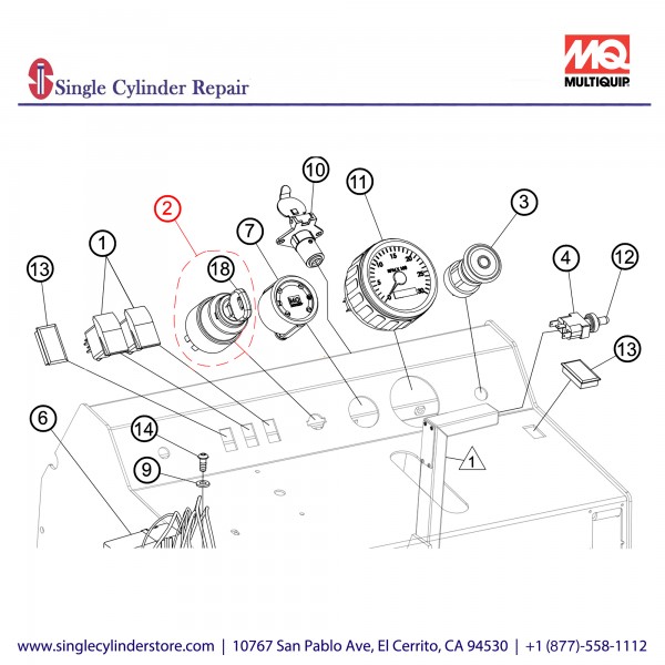 Multiquip 406017 Switch, Ignition, Keyed IP-64