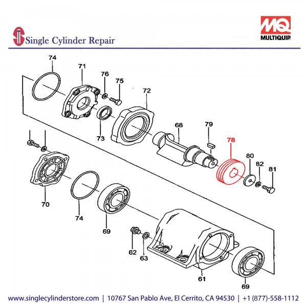 Multiquip 416452720 Pulley,OD/ 86mm, ID/ 30mm