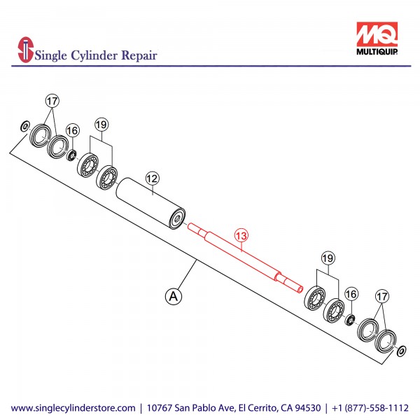 Multiquip 418344270 ROLL SHAFT /MVB-85, MVB85H