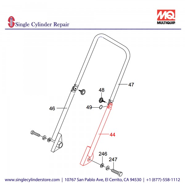 Multiquip 418352730 HANDLE, LOWER LEFT MVB85H