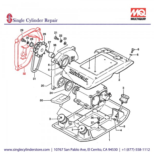 Multiquip 455113750 Belt Cover Out MVH-200GA/GH