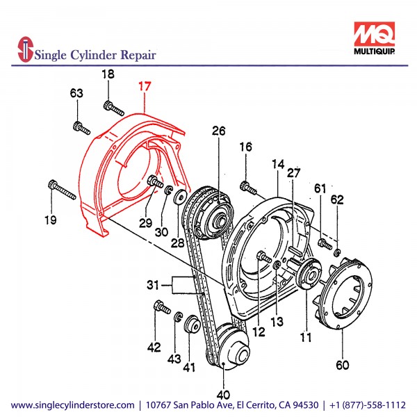 Multiquip 457114290 Cover (Out) Belt MVH-502DS