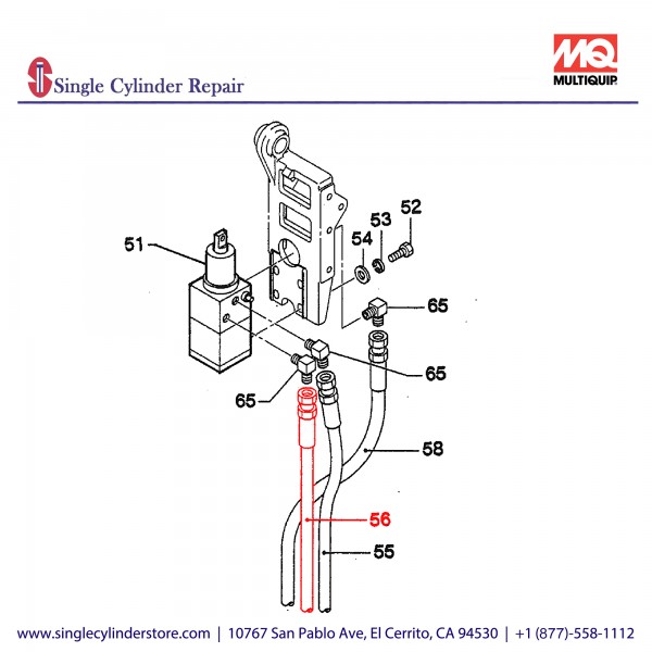 Multiquip 457446190 Oil Hose46"x 1/4" female x1/4" female