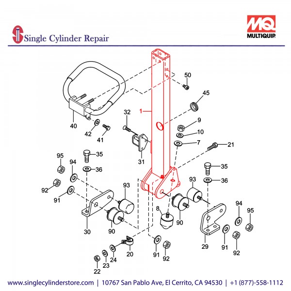 Multiquip 458119640 Handle, MVH120VGH