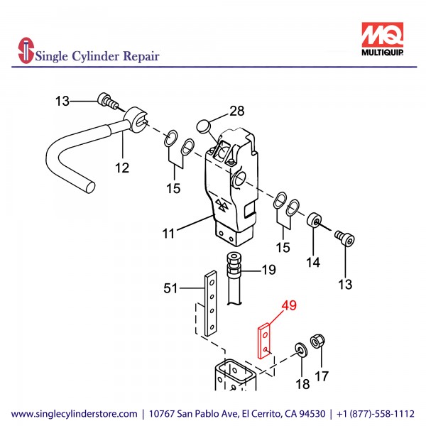 Multiquip 458461450 Mount Nut, Handle MVH-150VGH