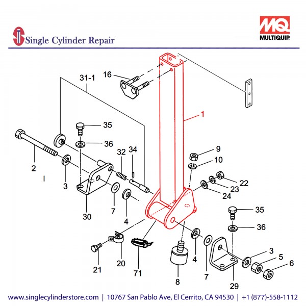 Multiquip 459115451 Handle MVH-120,150