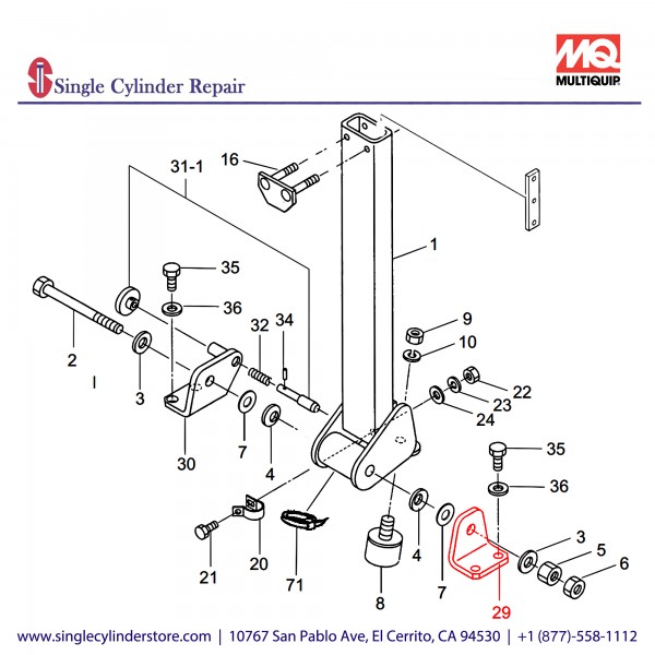 Multiquip 459338030 Bracket LH MVH-150G