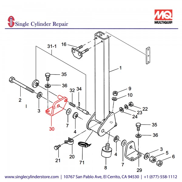 Multiquip 459338040 Bracket RH MVH-150G