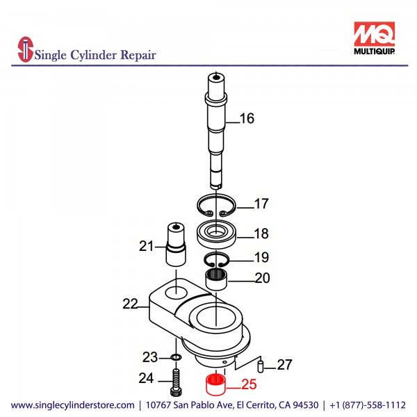 Multiquip 7200090 Bearing, Needle HMK3230 MB25A