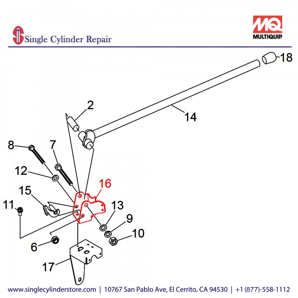 Multiquip A200036702 BRACKET, OUTRIGGER LEFT-SIDE