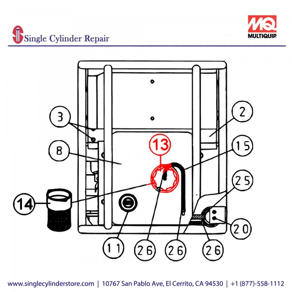 Multiquip A2361000304 Cap, Fuel Tank