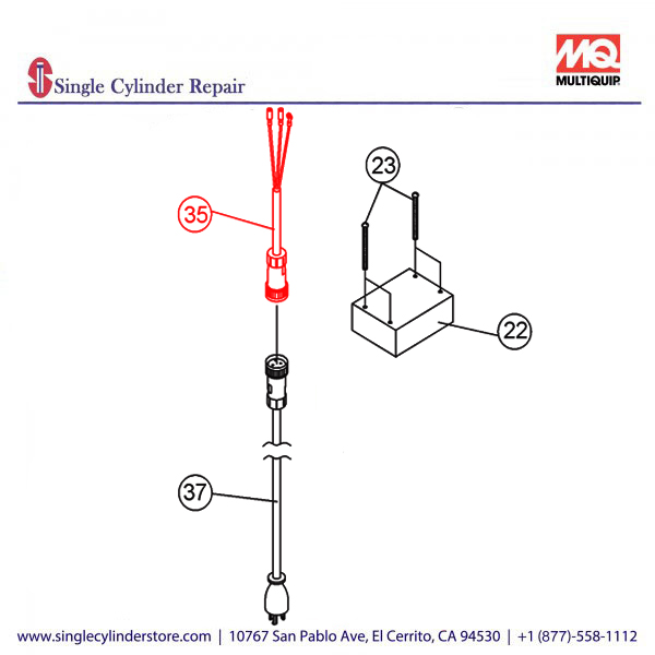 Multiquip A300135600 CABLE, (MAIN 2A) CP