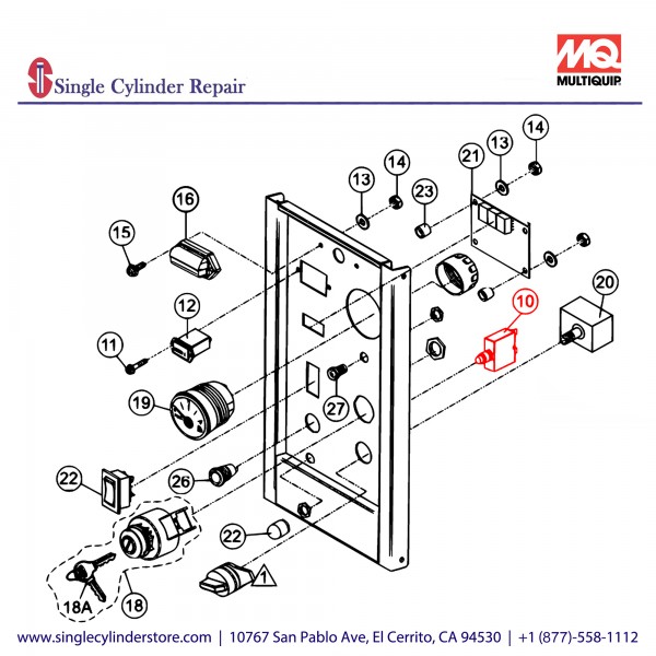 Multiquip A300398000 Circuit Breaker 25A, GBX24S/GBX24B