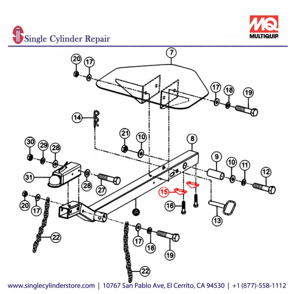 Multiquip A400425100 STOPPER, TOWING BAR