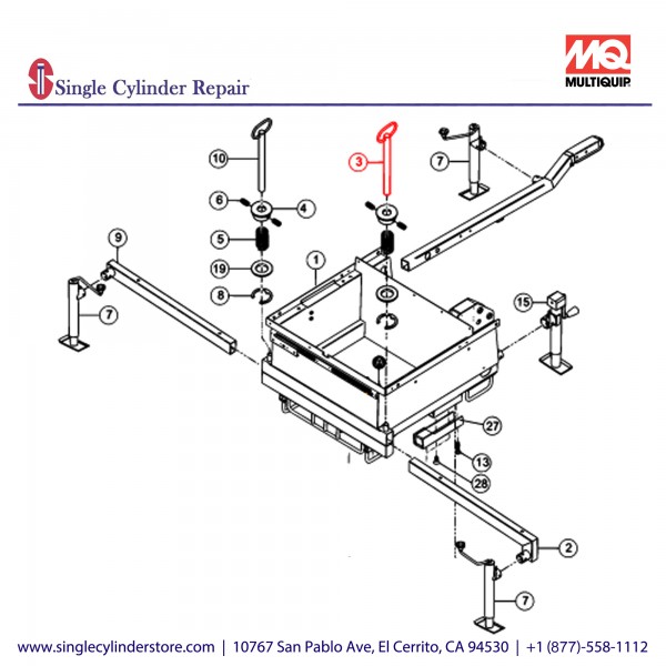 Multiquip A400433802 PIN RIGHT, OUTRIGGER