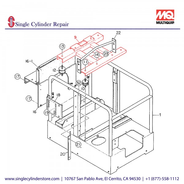 Multiquip A6418700103D Base Traffic Red GA-97HZ