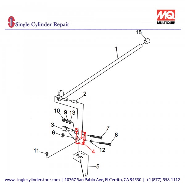 Multiquip A200036602 BRACKET, OUTRIGGER RIGHT-SIDE