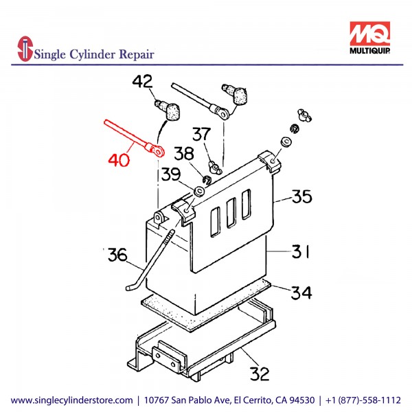 Multiquip D1347000004 Cable Battery GAW-180HE