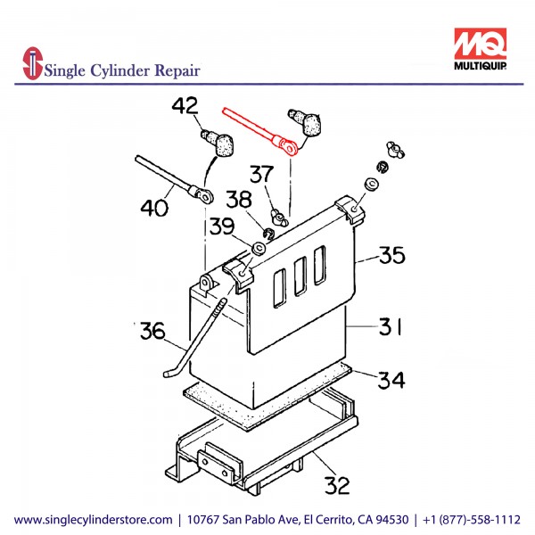 Multiquip D1347000104 Cable Battery GAW-180HE