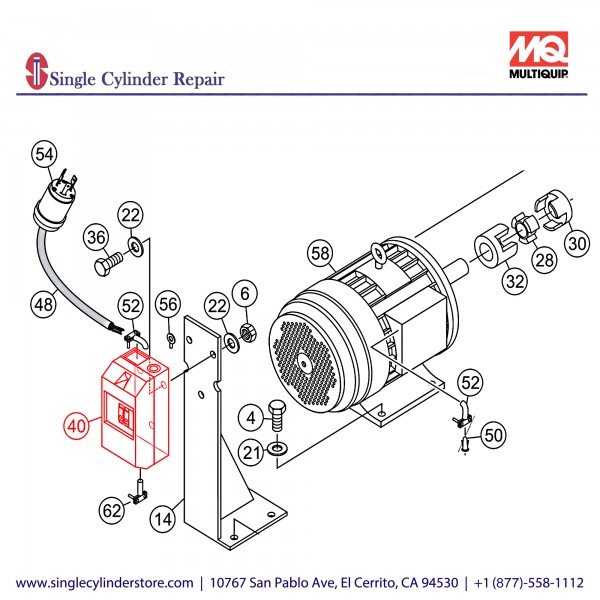 Multiquip EM98187 Switch Assy 5HP 1PH