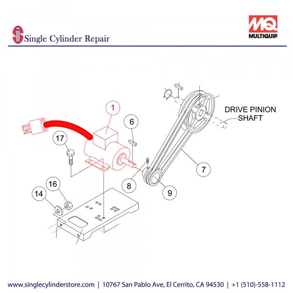 Multiquip P145K17DB45A Motor Electric 1.5HP  