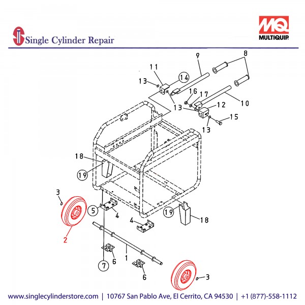 Multiquip Y0605802053 Wheel Assembly GA6HR / GA6HRS