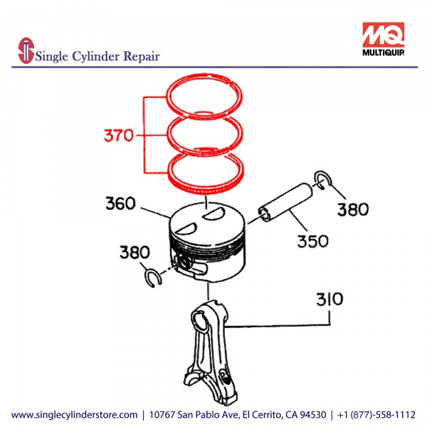 Multiquip 2522350217 Ring Set O/S Piston 0.25mm EH12-2D