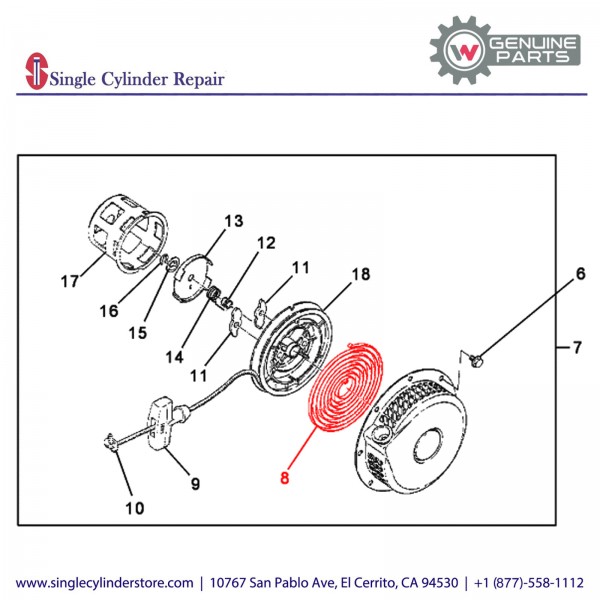 Wacker 5000030809 Spring Rewind Starter