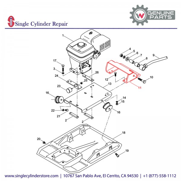 Wacker 5000080619 BRACKET HANDLE, WELDMENT