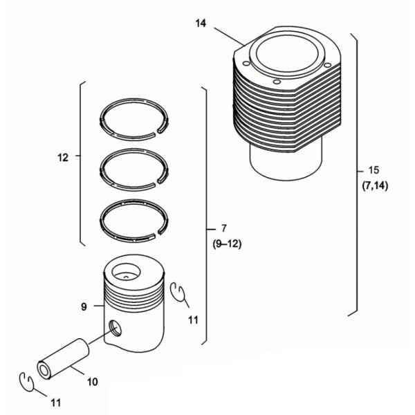 Wacker 5000107653 Cylinder with piston for RD25