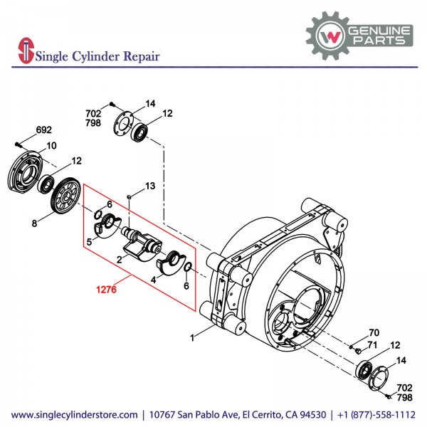 Wacker 5000171445 Exciter Shaft Kit w/o counterbore