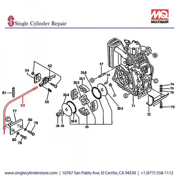 Multiquip 956108040 Wire Throttle MT-76D,86D