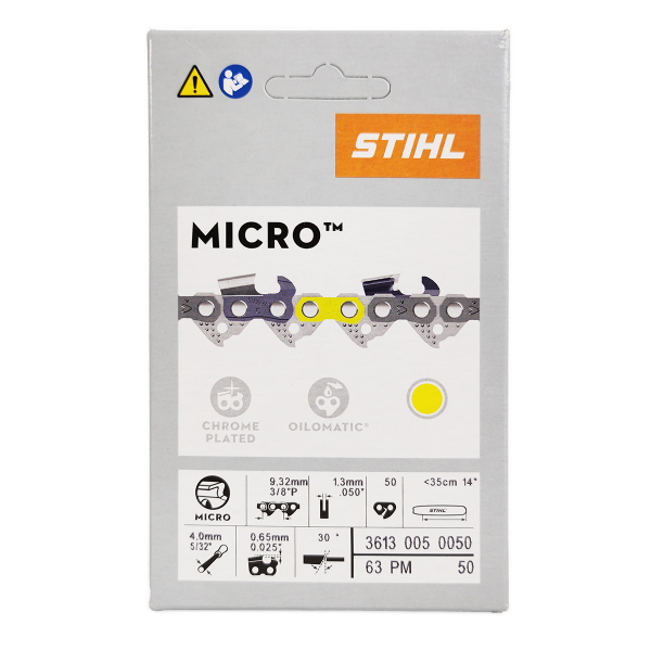 STIHL 14" Chainsaw Chain 0.375" Pitch (3/8P), 0.050" Gauge, 50 Drive Link, Picco Micro (63PM 50) 3613-005-0050