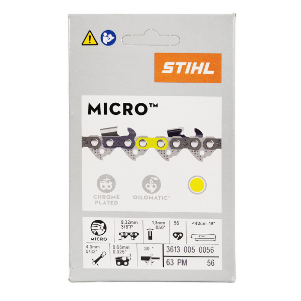 STIHL 16" Chainsaw Chain 0.375" Pitch (3/8P), 0.050" Gauge, 56 Drive Link, Picco Micro (63PM 56) 3613-005-0056