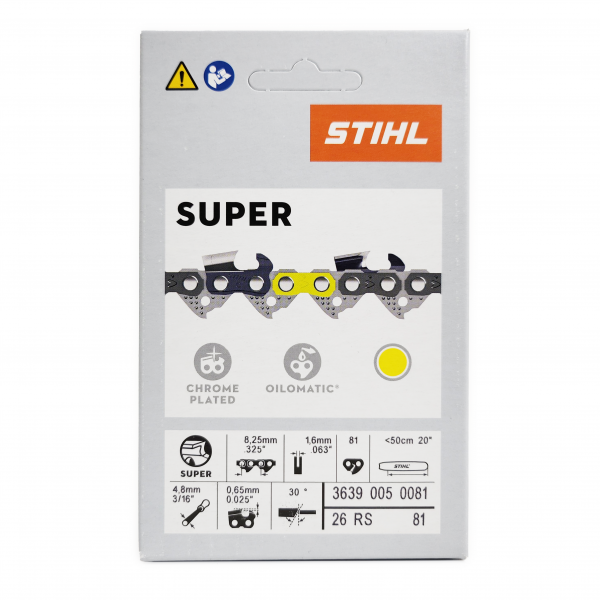 STIHL 20" Chainsaw Chain 0.325" Pitch, 0.063" Gauge, 81 Drive Link, Rapid Super (26RS 81) 3639-005-0081