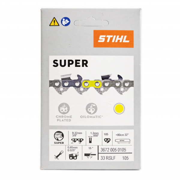 STIHL 32" Chainsaw Chain 0.375" Pitch (3/8") Pitch, 0.050" Gauge, 105 Drive Link, Rapid Super Square Full Skip (33RSLF 105) 3672-005-0105