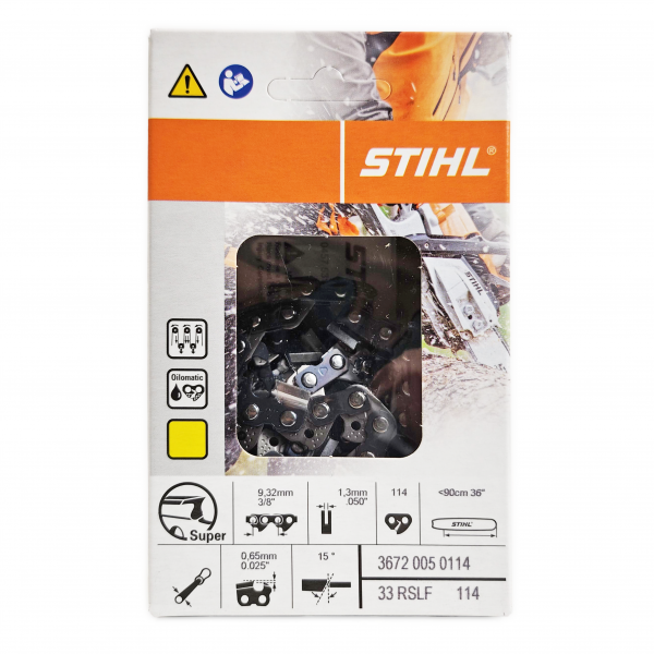 STIHL 36" Chainsaw Chain 0.375" Pitch (3/8") Pitch, 0.050" Gauge, 114 Drive Link, Rapid Super Square Full Skip (33RSLF 114) 3672-005-0114