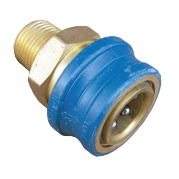 Pressure Pro N10064 Brass W/Grip Male Socket Blue Coated