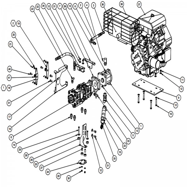 Barreto 00330-K23-T Engine & Pumps Assembly 23 Hp Kohler