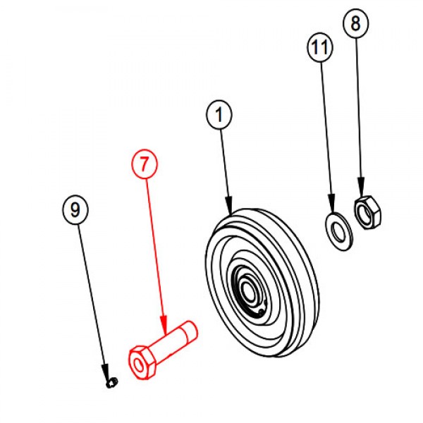 Barreto 10848-M Roller Axle, Retrofit W/ Zerk