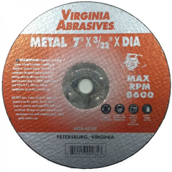 Virginia Abrasives 424-45107 7" x 3/32" x Diamond Wheels-Metal, 10/Box