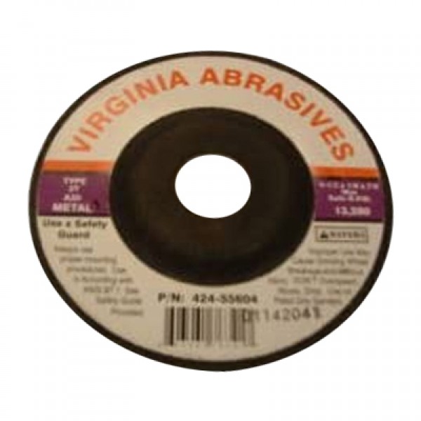 Virginia Abrasives 424-55204 4" x 1/8" x 5/8" Wheels-Metal, 10/Box