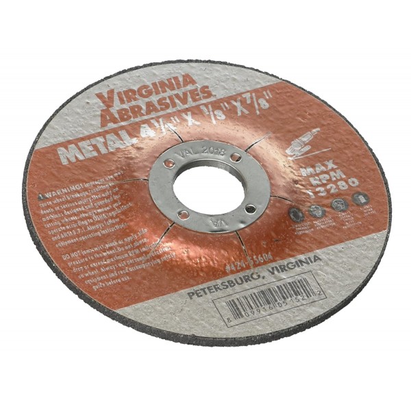 Virginia Abrasives 424-55604 4-1/2" x 1/8" x 7/8" Wheels-Metal, 10/Box